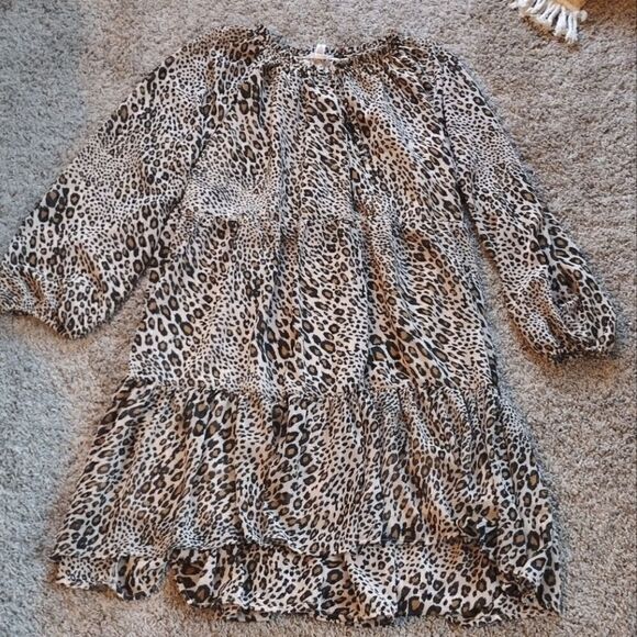 Studio A Women's Size XL 16-18 Cheetah Leopard Print Knee Length Flowy Dress - Picture 3 of 15